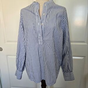 Everlane Blue And White Button Top Blouse Size 8 Medium Like New